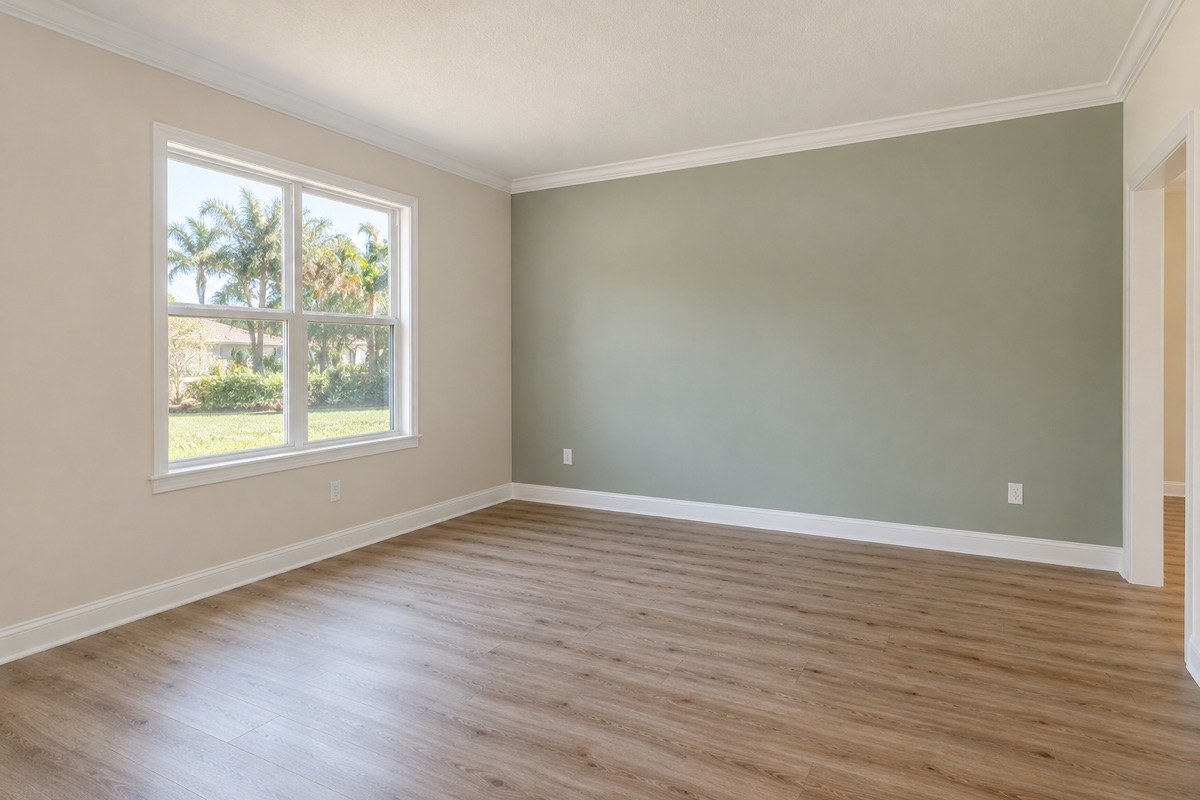 Interior painting inspiration: sage and neutral walls with white trim
